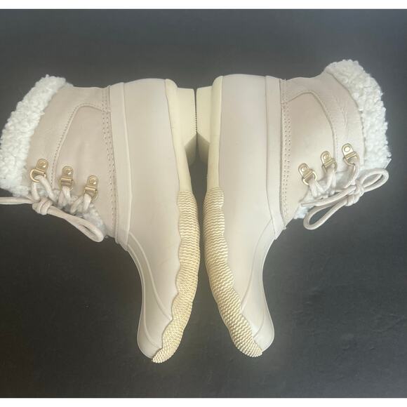 Sperry Saltwater Alpine Ivory Leather Round Toe Zip Duck Rain Winter Boots 8.5 - Picture 5 of 14